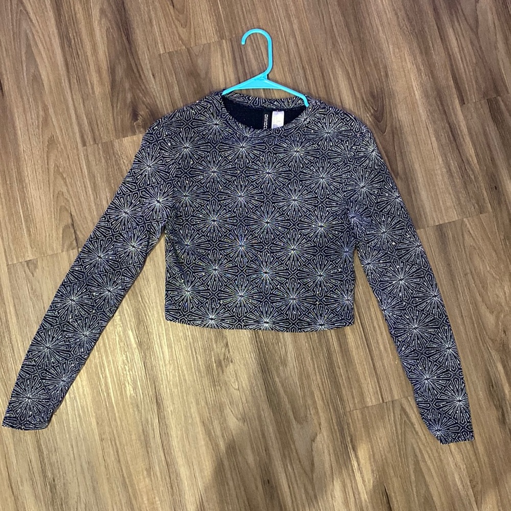 Sparkly long sleeve crop top